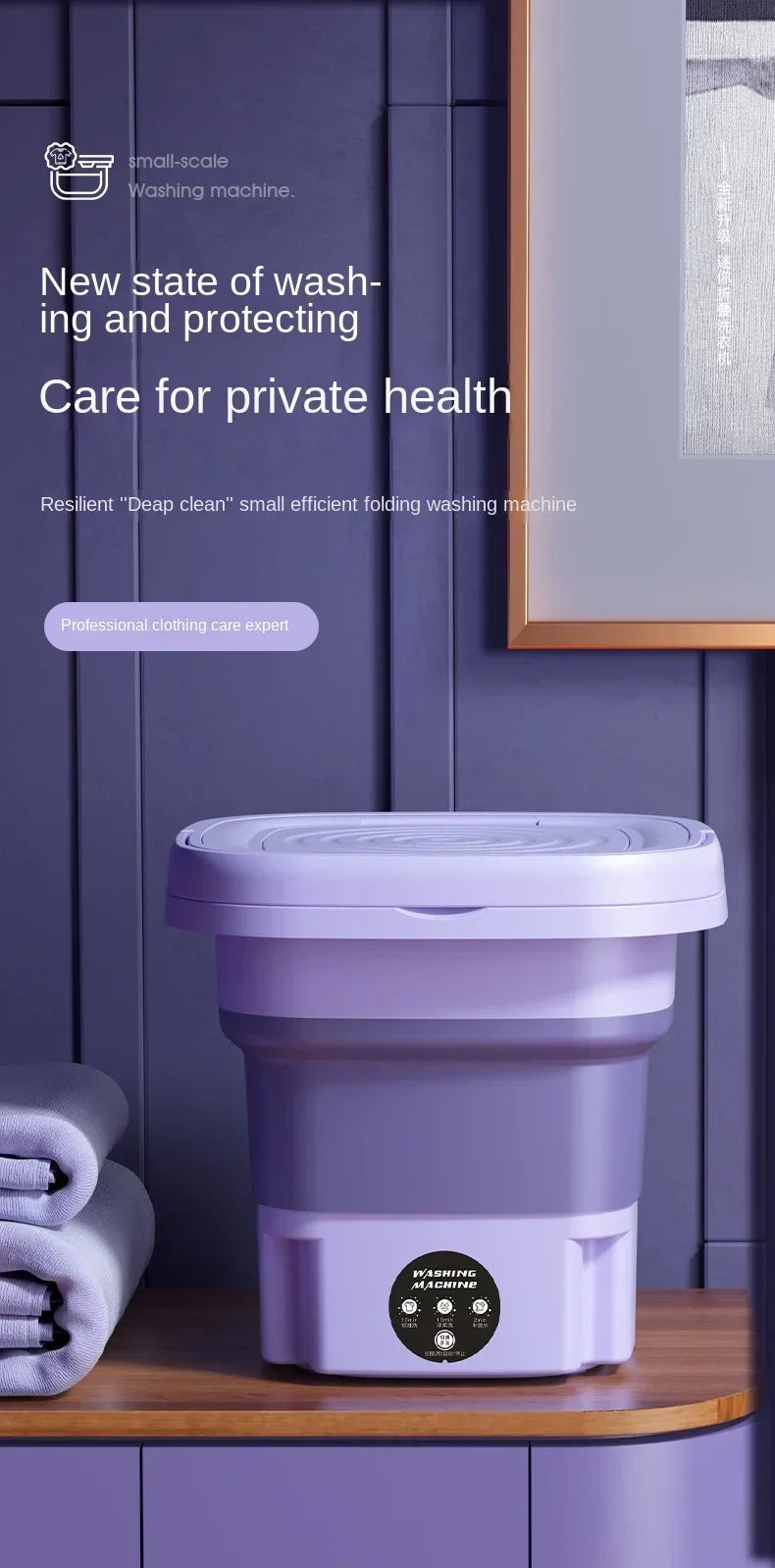 Portable 8L Mini Foldable Washing Machine – Lightweight Spin Dryer for Socks & Underwear